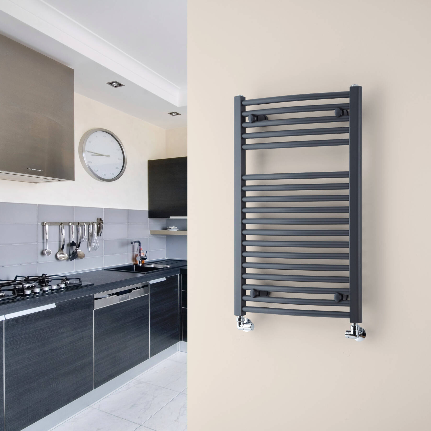 Towel warming kitchen radiator