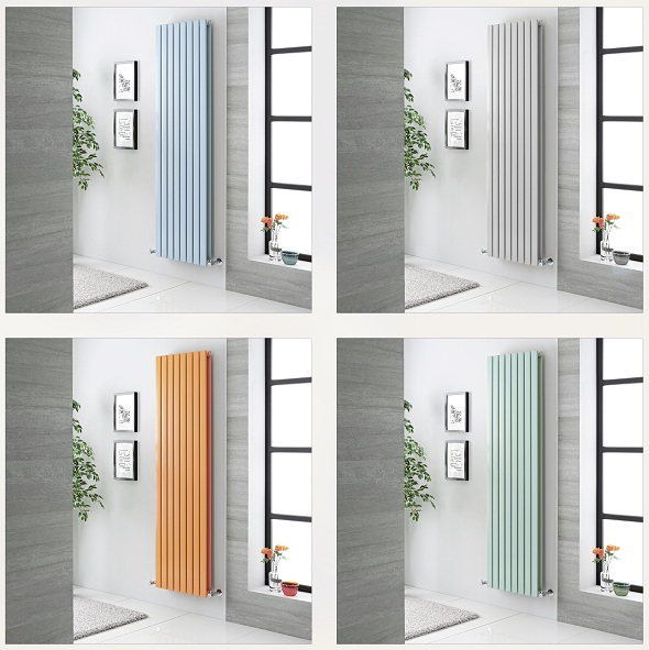 a four piece picture of coloured radiators.